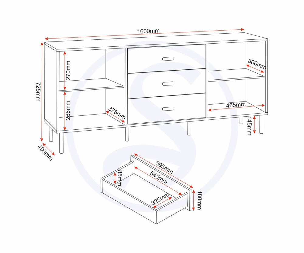 Leon 2 Door 3 Drawer Sideboard