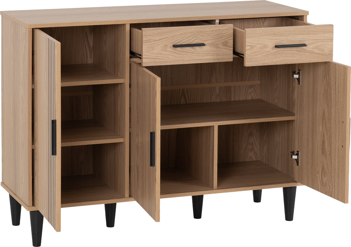 Tessa 3 Door 2 Drawer Sideboard - Natural Oak Effect - view 9