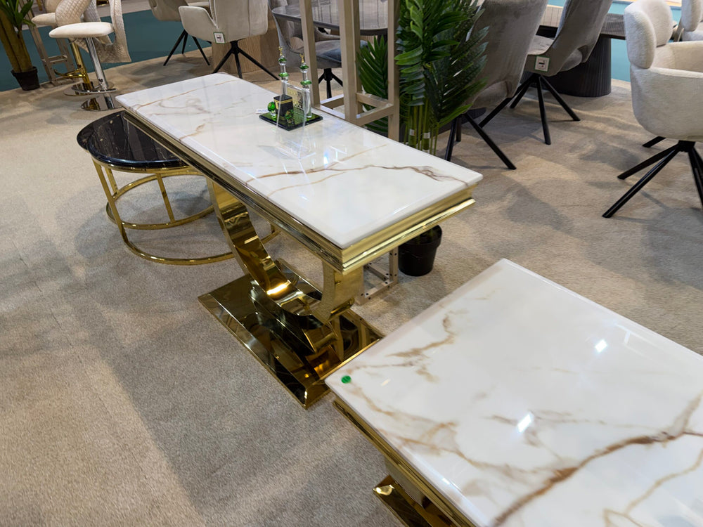 Arianna White and Gold Console Table