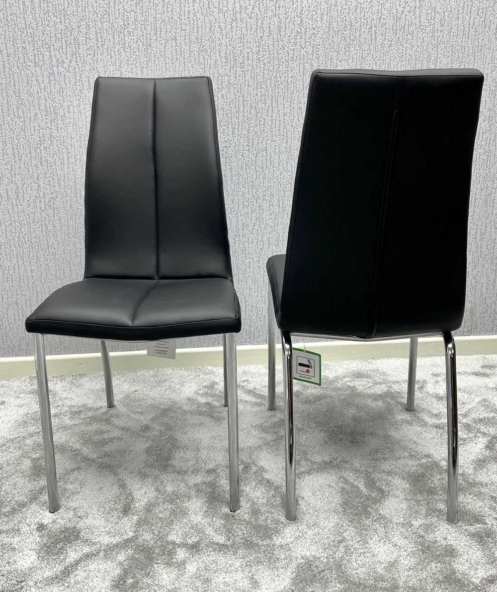 Morano Black Glass Table with Carlo Chairs