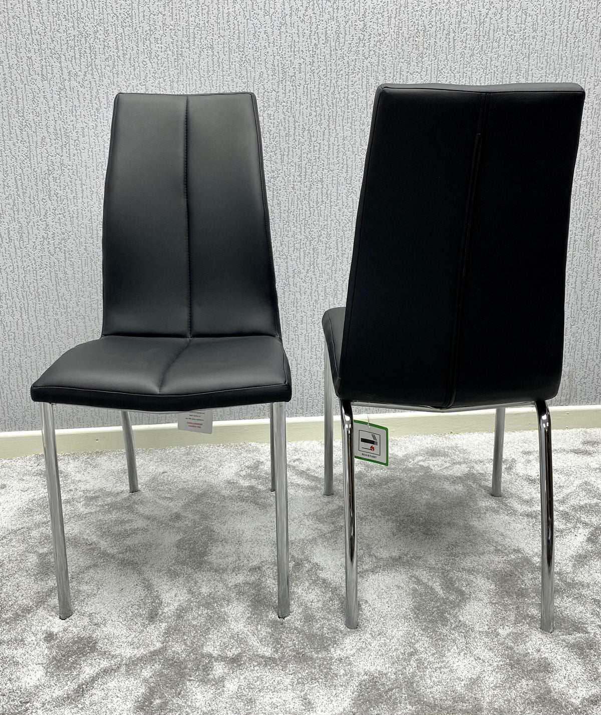 Morano Black Glass Table with Carlo Chairs