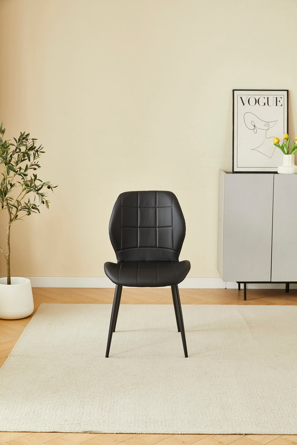 Oliver Black PU Leather Effect Dining Chair
