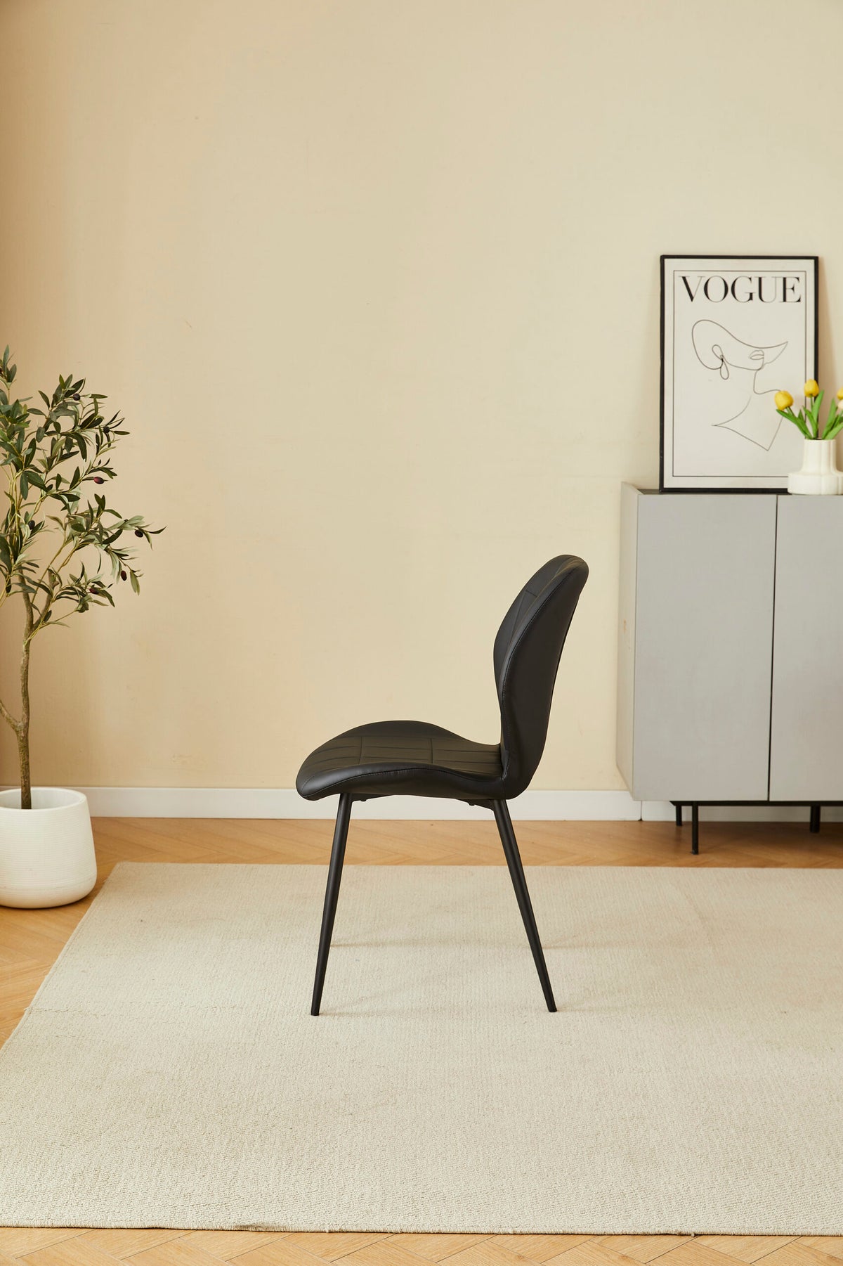 Oliver Black PU Leather Effect Dining Chair