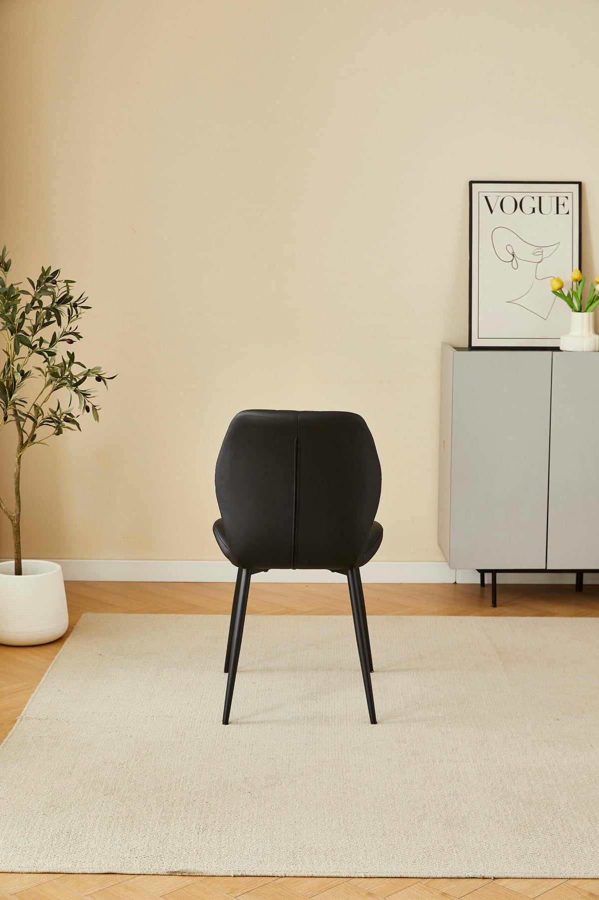 Oliver Black PU Leather Effect Dining Chair
