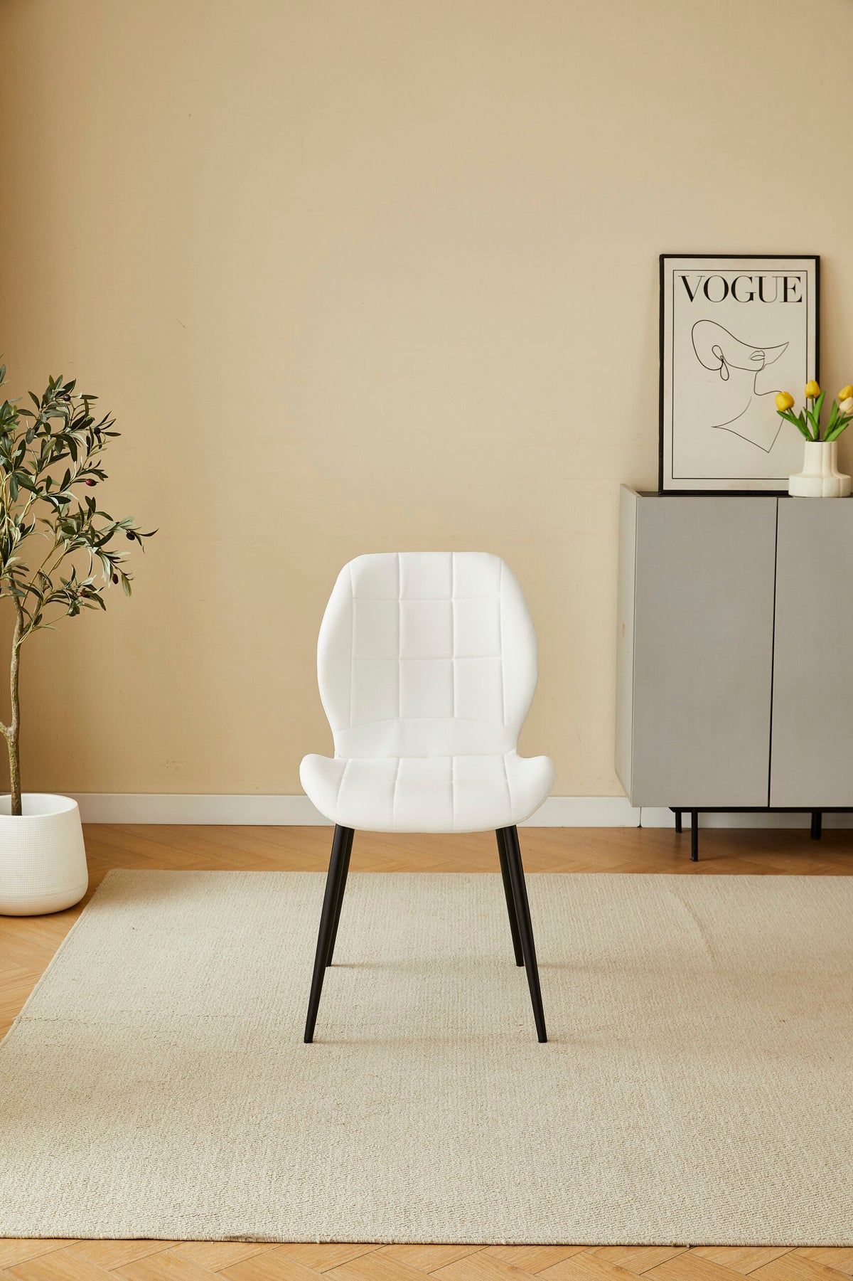 Oliver White PU Leather Effect Dining Chair