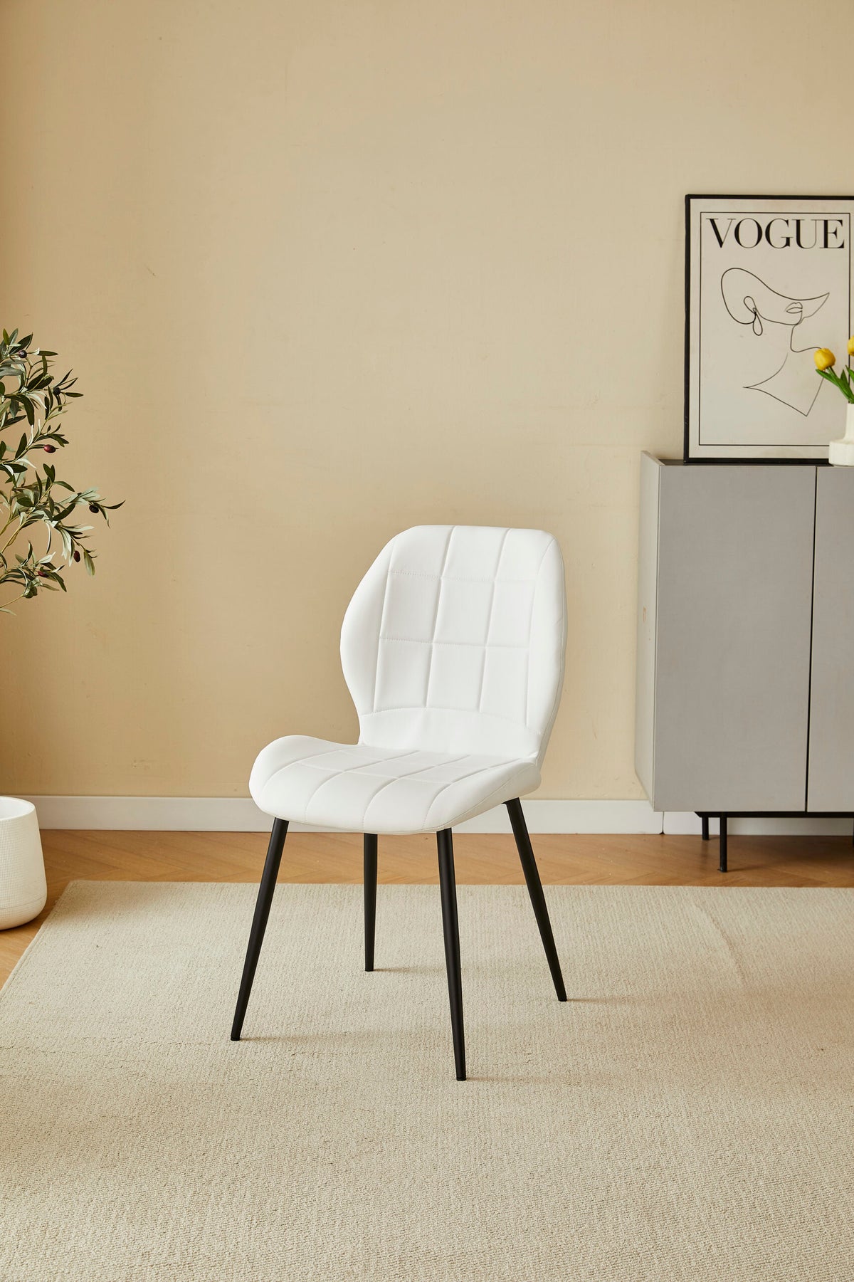 Oliver White PU Leather Effect Dining Chair