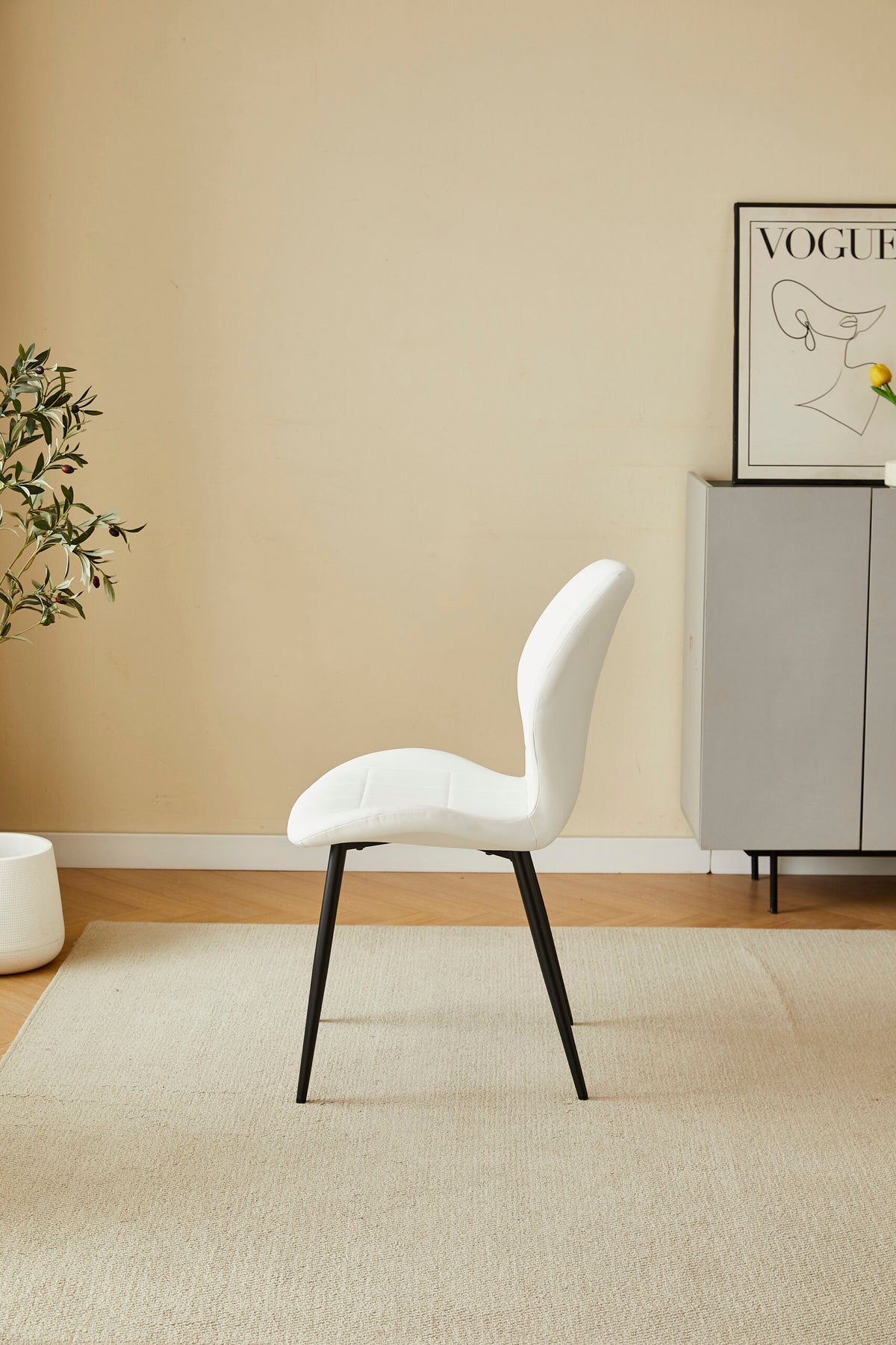 Oliver White PU Leather Effect Dining Chair