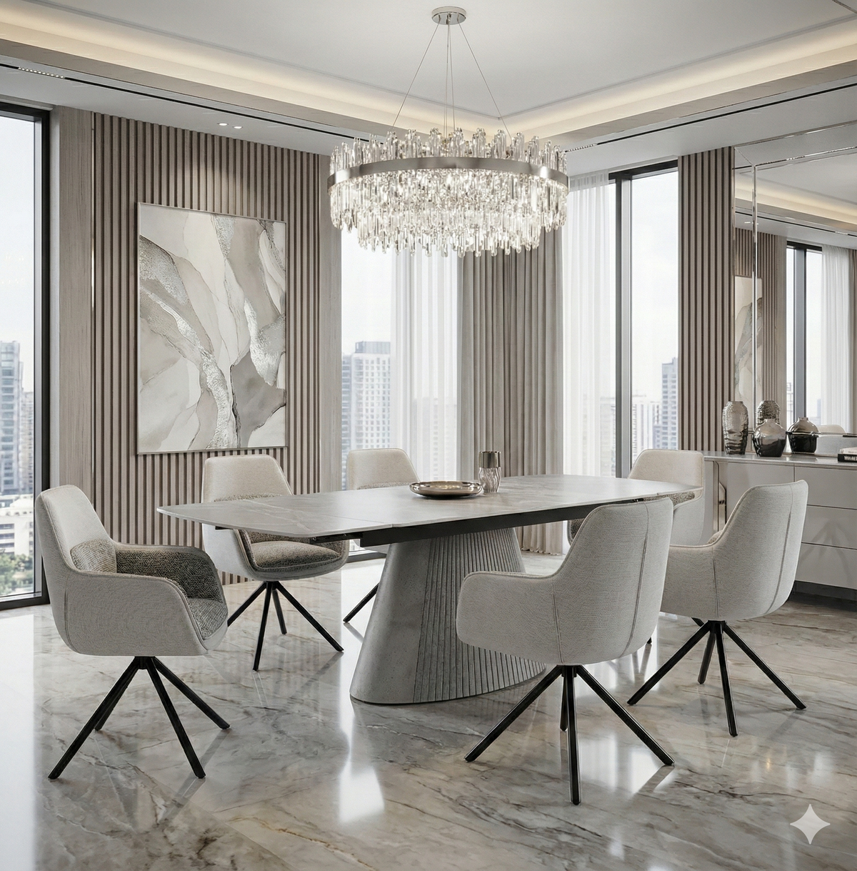 Monaco Grey Sintered Stone Dining Table