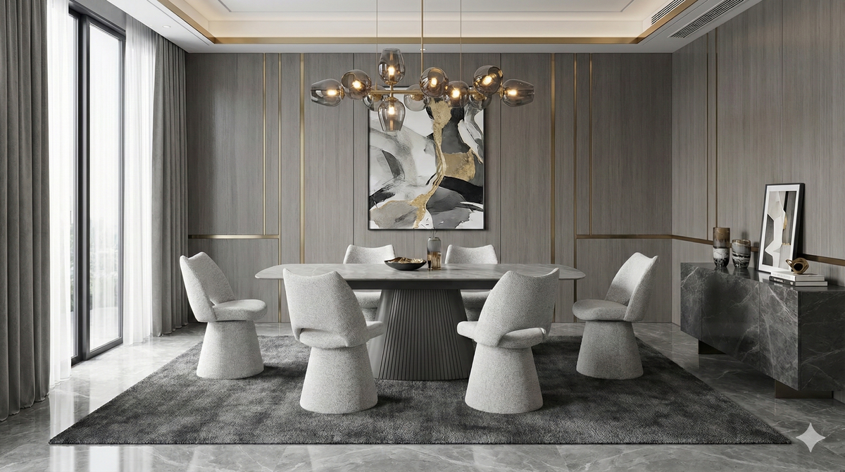 Monaco Grey Sintered Stone Dining Table