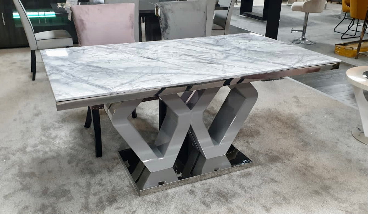 Majestic Grey Marble Dining Table