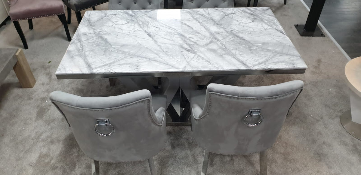 Majestic Grey Marble Dining Table