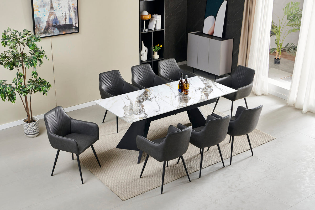Chicago Extending 180cm to 260cm Cream & Gold Ceramic Table