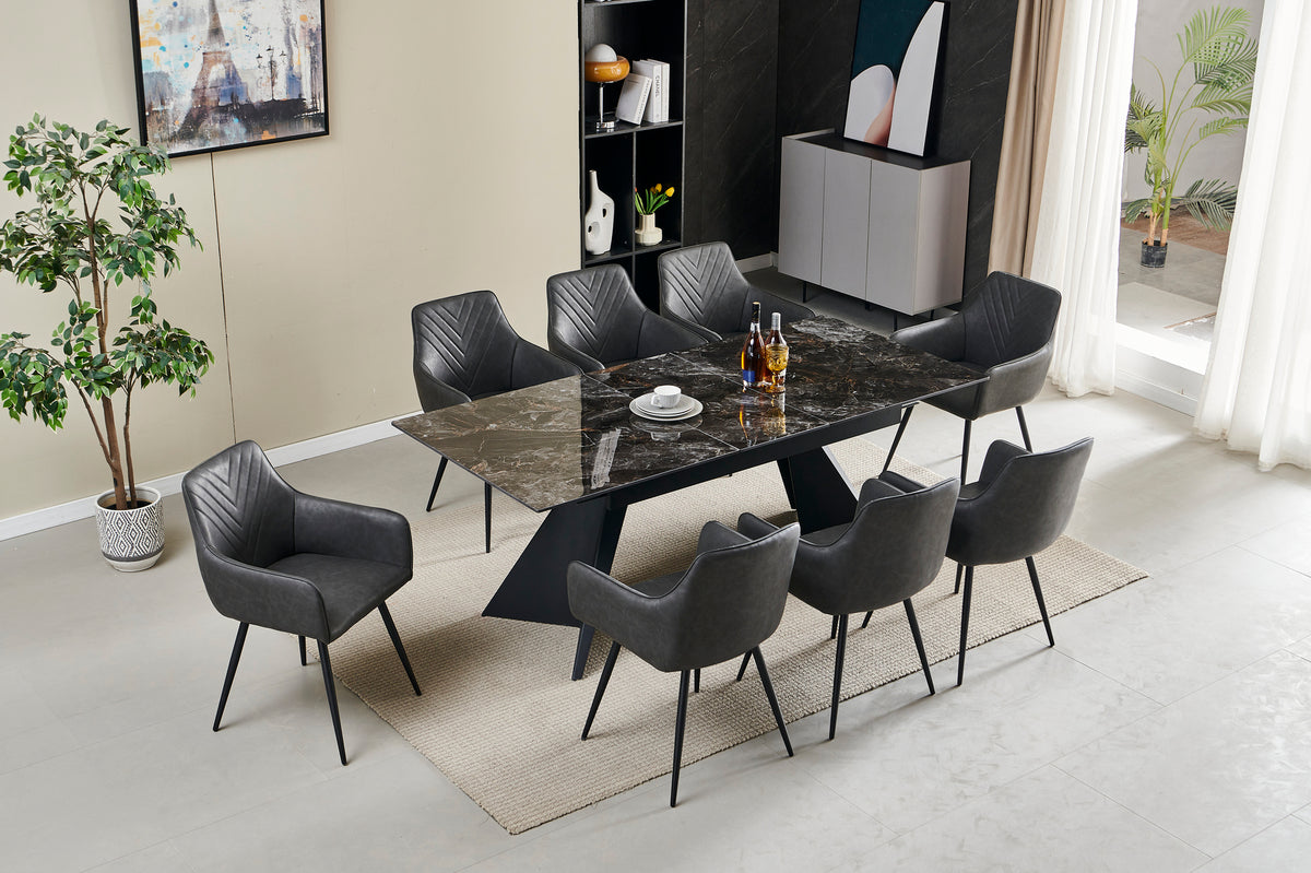 Chicago Extending 160cm to 200cm Black & Gold Ceramic Table