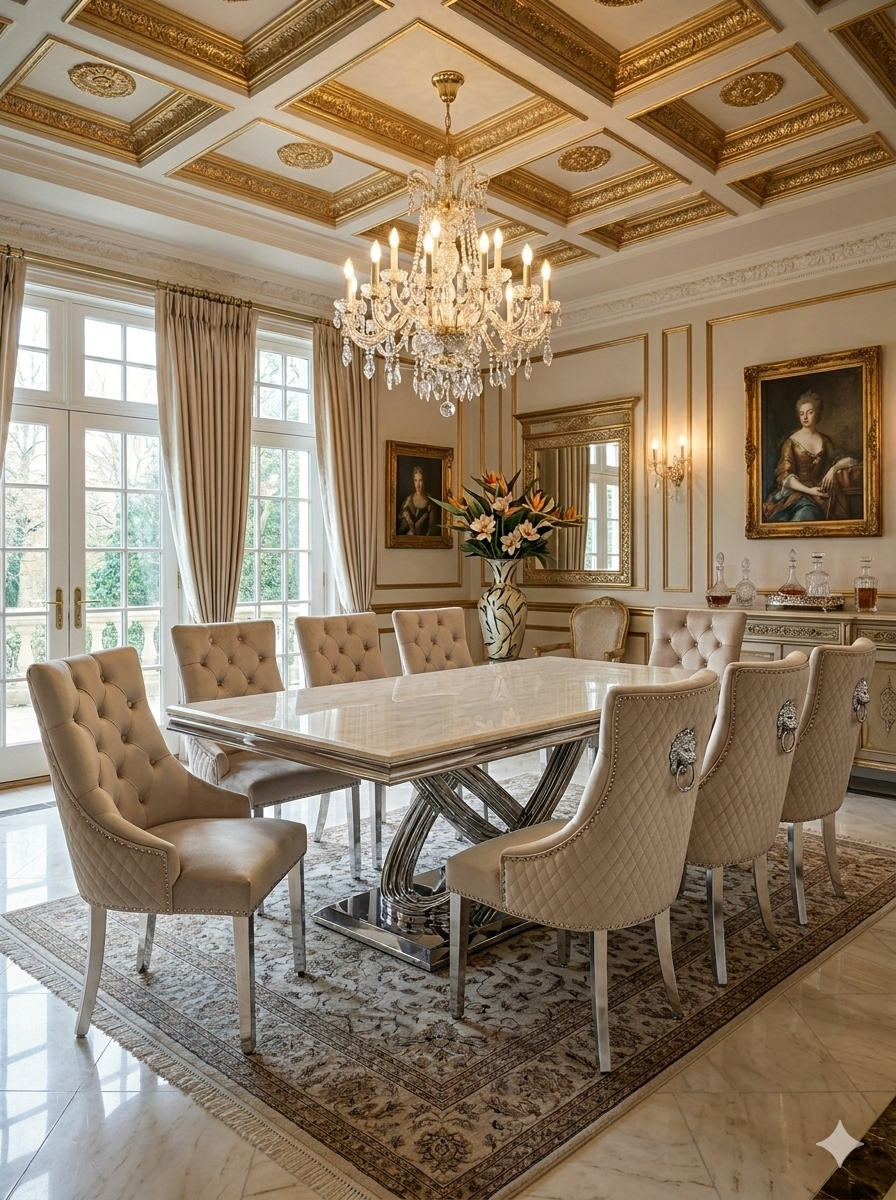 Elina 1.6m Grey Marble Dining Table