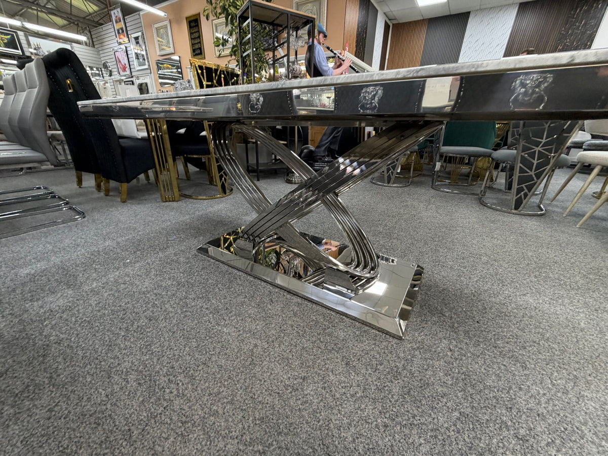 Elina 1.6m Grey Marble Dining Table