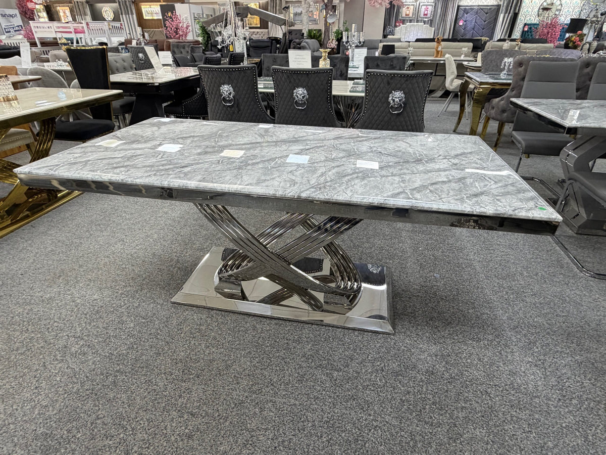 Elina 1.6m Grey Marble Dining Table