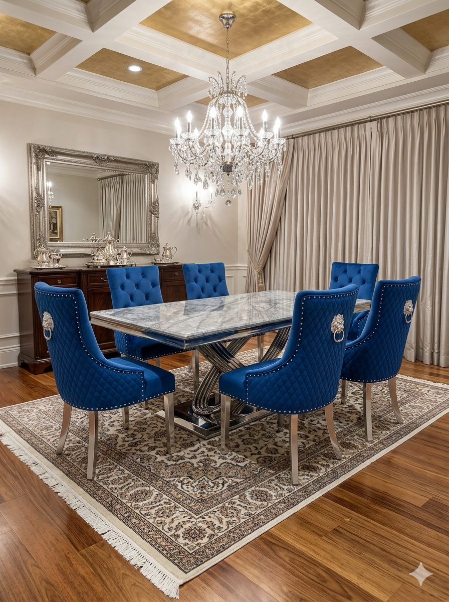 Elina 1.6m Grey Marble Dining Table
