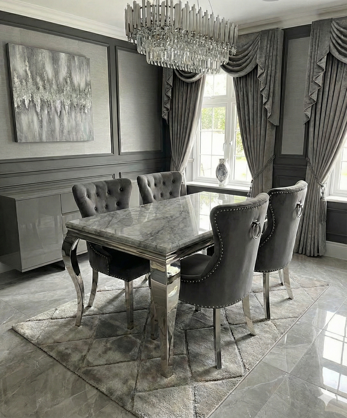 Henley Grey Velvet Knocker Back Chair