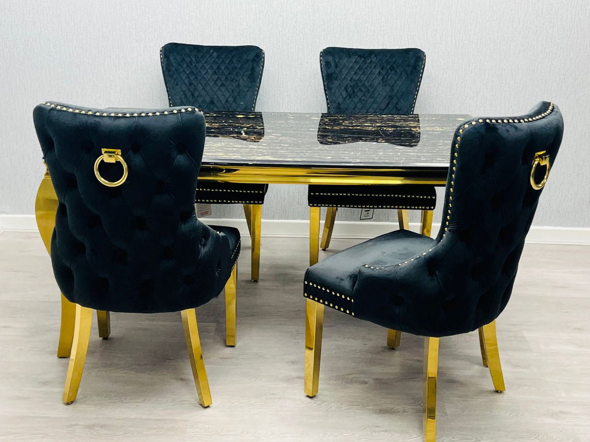 Sofia Black & Gold Dining Table – All Sizes