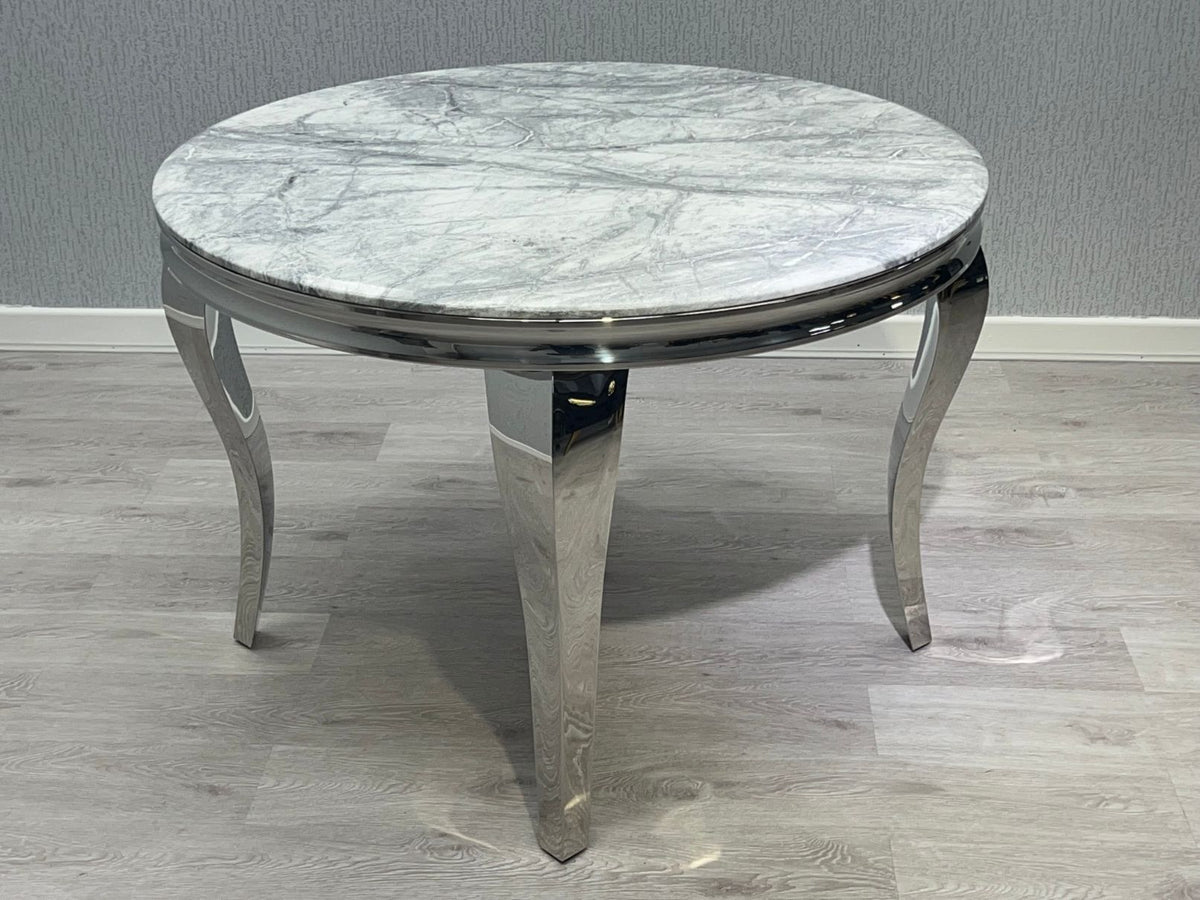 Sofia Grey & Silver Dining Table – All Sizes - 1.1 M ROUND
