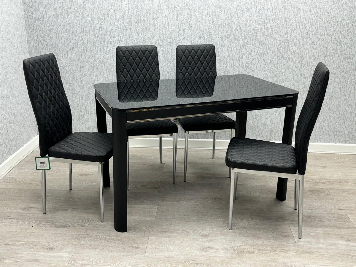 Morano Black Glass Table with California Chairs