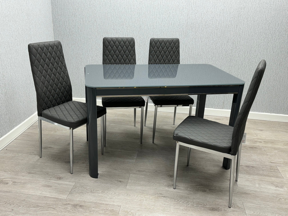 Morano Grey Glass Table with California Chairs