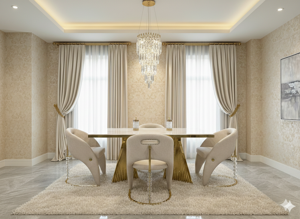Vegas Cream Gold Dining Chair