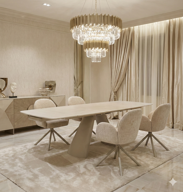 Gstaad Beige Extendable Stone Table