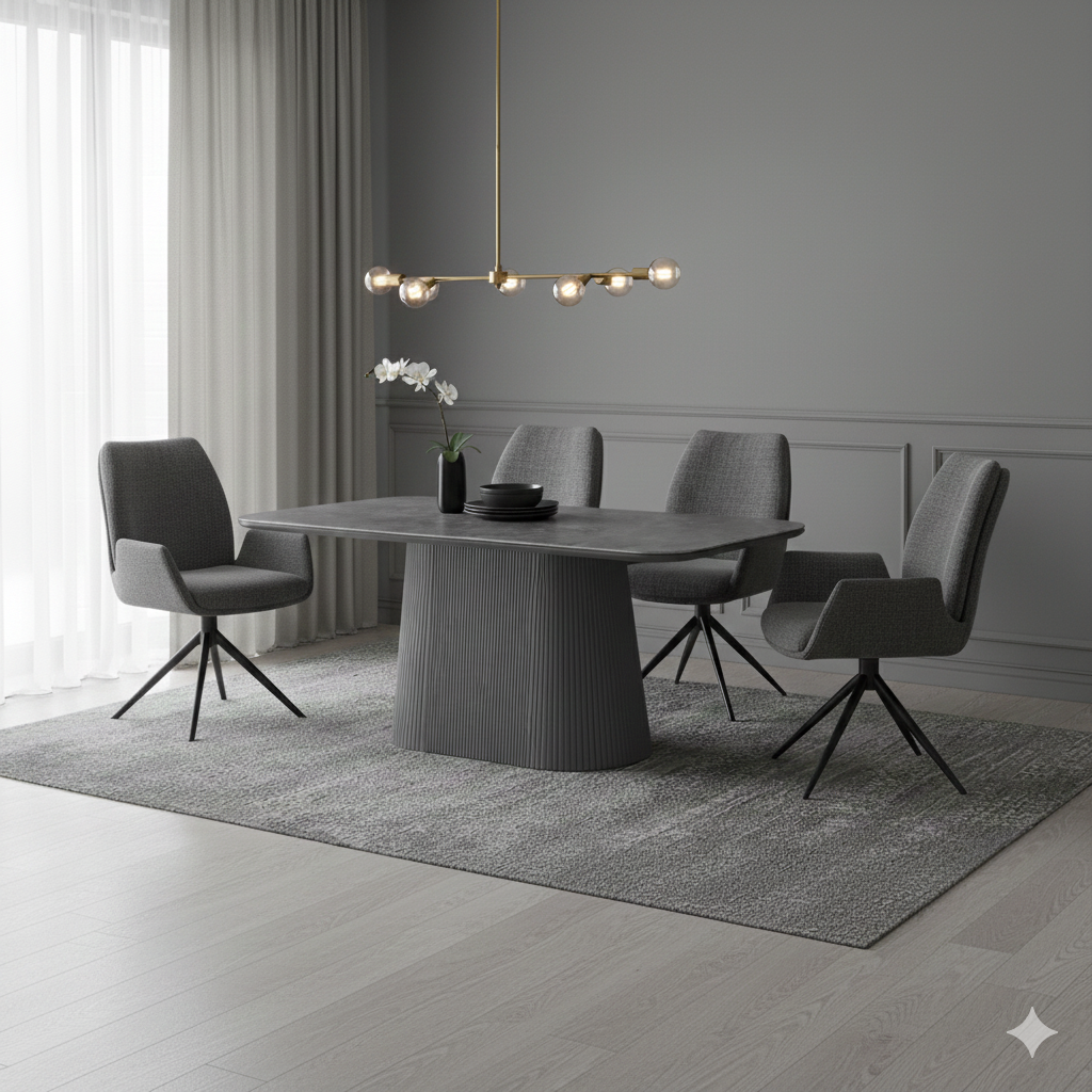 Davos Grey Oval Ceramic Dining Table