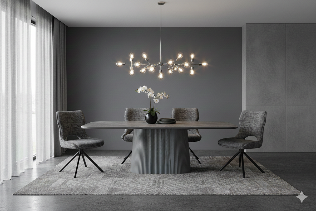 Davos Grey Oval Ceramic Dining Table
